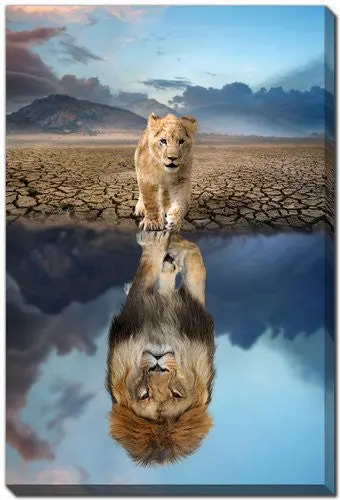 'King'S Reflection' Contemporary Wall Art – Subtle Blue-And-Grey Tone, 16X20 Inches 1
