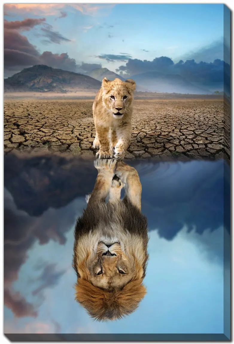 'King'S Reflection' Wall Art – Rich Blue-And-Brown Composition, 30X45 Inches 1