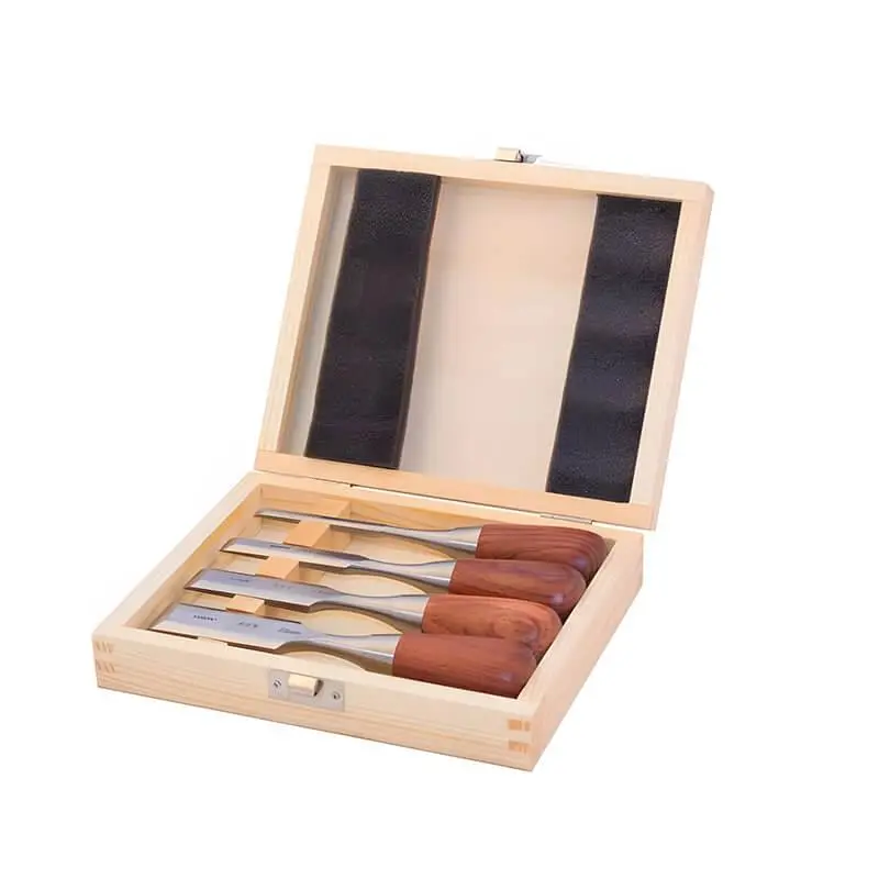 Luban Bevel-Edge Chisel Set – 4-Piece With Hardwood Storage Box 1