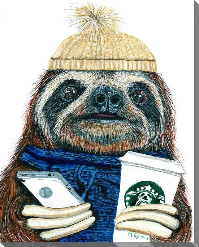 Millennial Sloth Canvas Art Print (38" X 60") 1