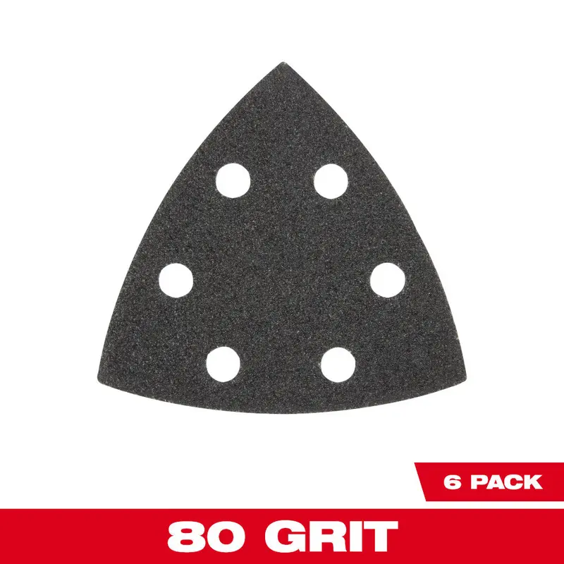 Milwaukee Open-Lok 3-1/2" Triangle Sandpaper — 80 Grit, 6-Pack (49-25-2080) 1