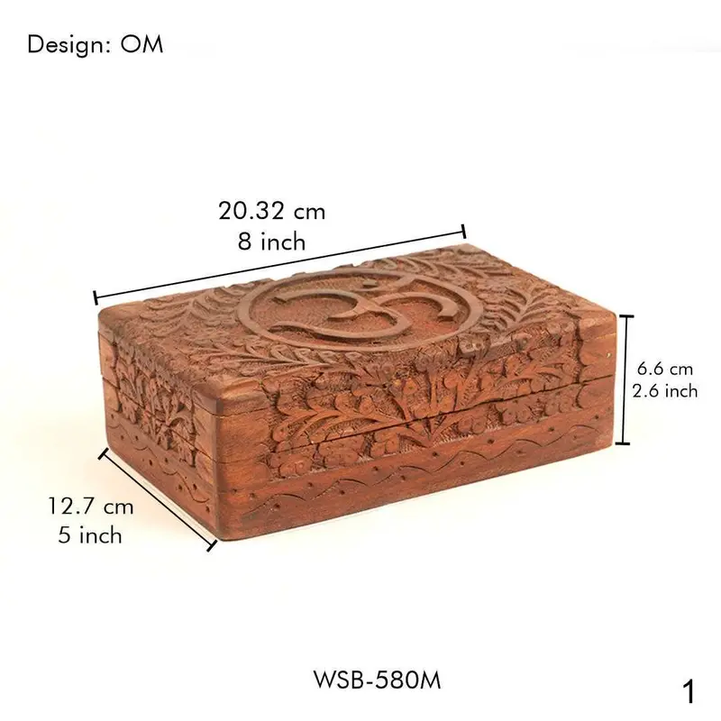 Om Symbol Wooden Box – Thoughtful Space For Intention Setting And Tranquil Reflection 1