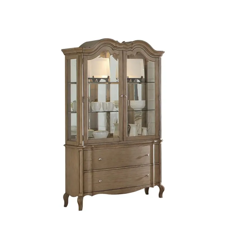 Plumage Hutch And Buffet Cabinet In Antique Taupe Distressed Finish 1