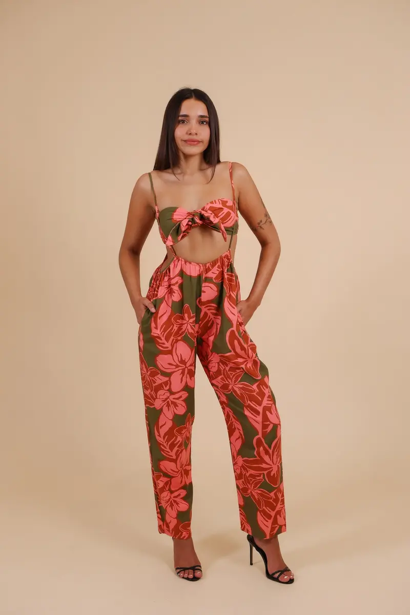 Pua Melia Berry Pink Keila Linen Two-Piece Jumper 1