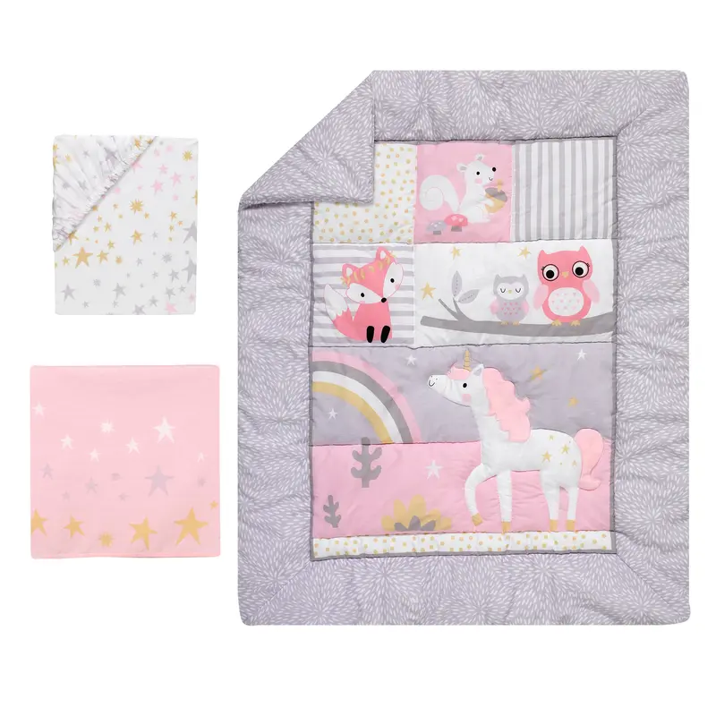 Rainbow Unicorn Themed 3-Piece Bedding Collection 1