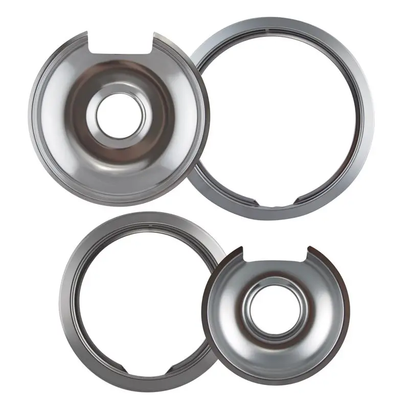 Range Kleen Universal Steel Drip Pans With Trim Rings – Fits Most Cooktops 1