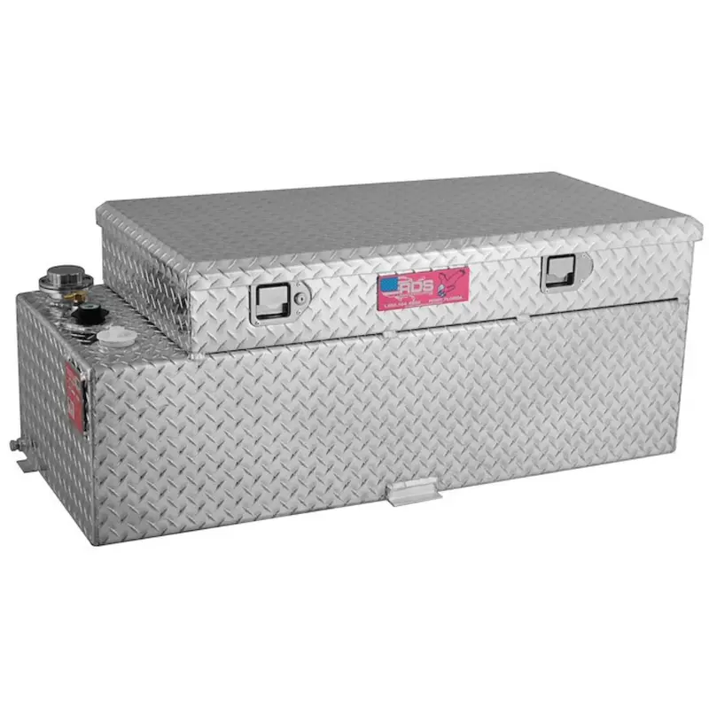 Rds 50-Gallon Aluminum Transfer Tank And Toolbox Combo – Silver Powder-Coated 1
