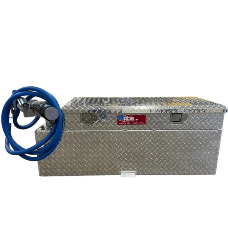 Rds 50-Gallon Aluminum Transfer Tank & Toolbox Combo — Includes 15 Gpm Pump And Arctic Hose 1