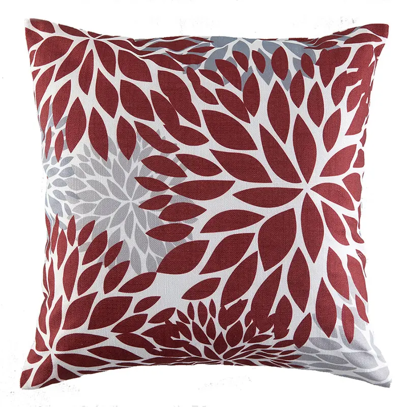 Red Botanical Print Outdoor Decorative Cushion 1