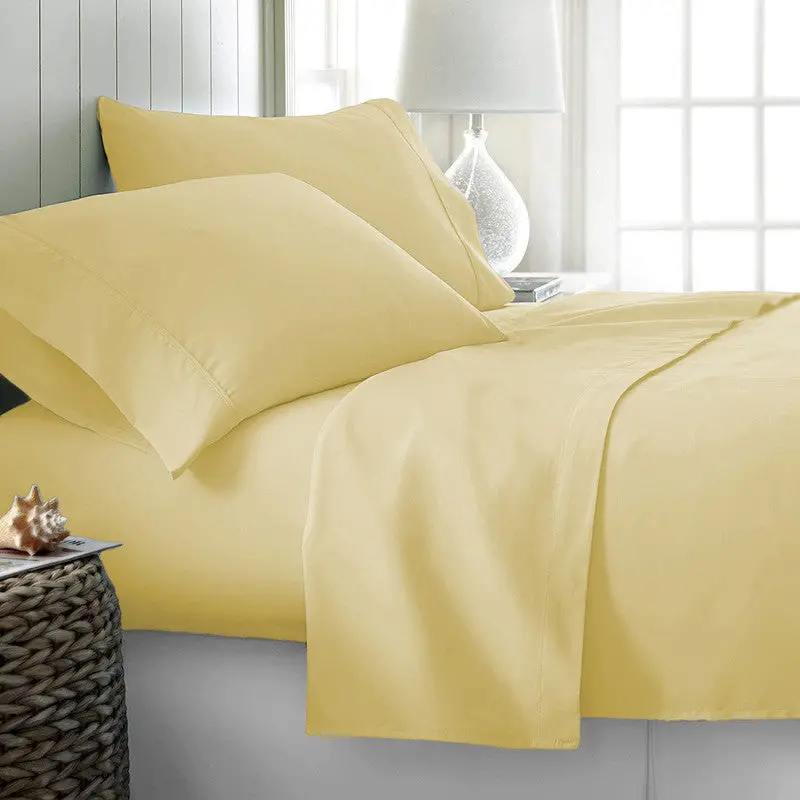 Rize Queen Sheet Set – Vibrant Yellow Cotton Blend Bedding 1