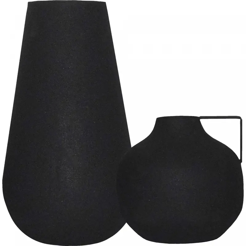 Roose Matte Black Ceramic Vase Set – Two-Piece Decorative Pair 1