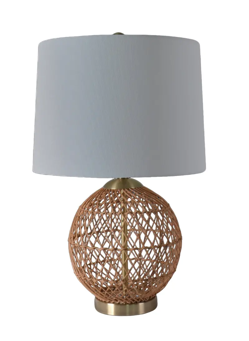 Rustic Charm Brown-And-Grey Ceramic Table Lamp 1