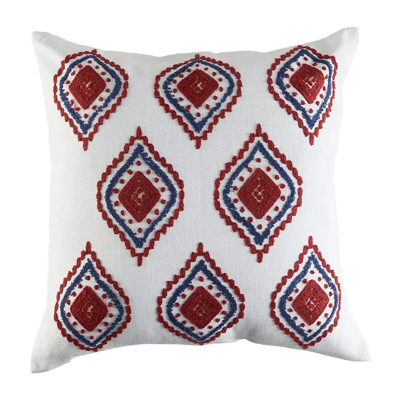 Scandinavian-Style Red And Blue Outdoor Accent Cushion 1