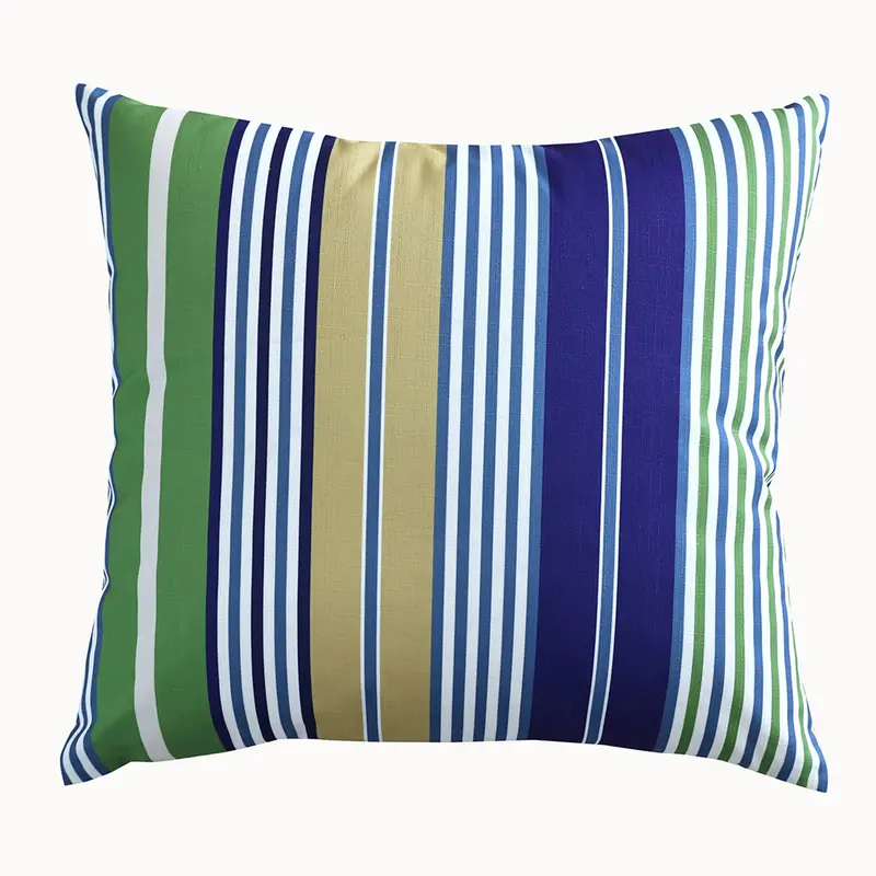 Summer Breeze Blue Striped Outdoor Decorative Cushion – Weather-Resistant Design 1