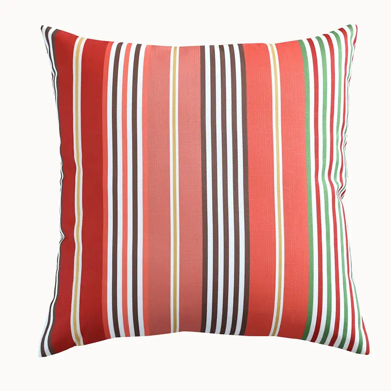 Summer Breeze Coral Striped Outdoor Decorative Cushion – Coastal-Inspired Style 1