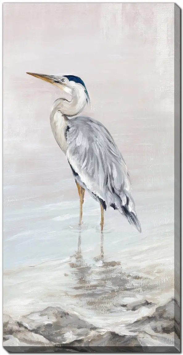 'Wading In Calm I' Wall Art – Medium 20X40 Inch Blue & White Canvas 1
