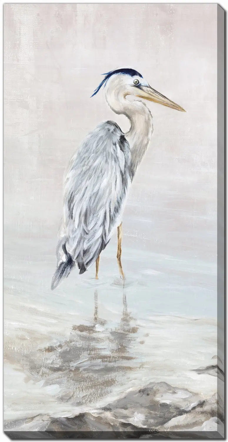 'Wading In Calm Ii' Canvas Print – Large 30X60 Inch Soothing Blue & White Art 1