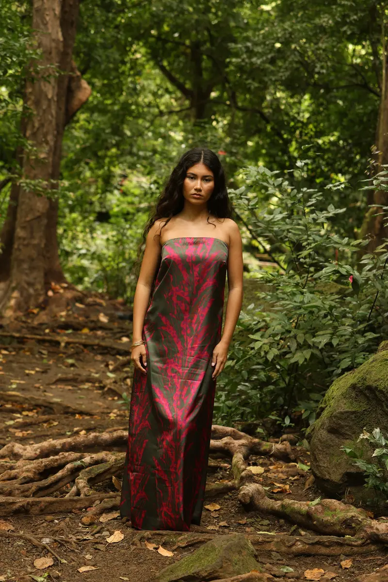 Wahine Slip Dress In Heliconia Tribal Fruit Punch Print 1