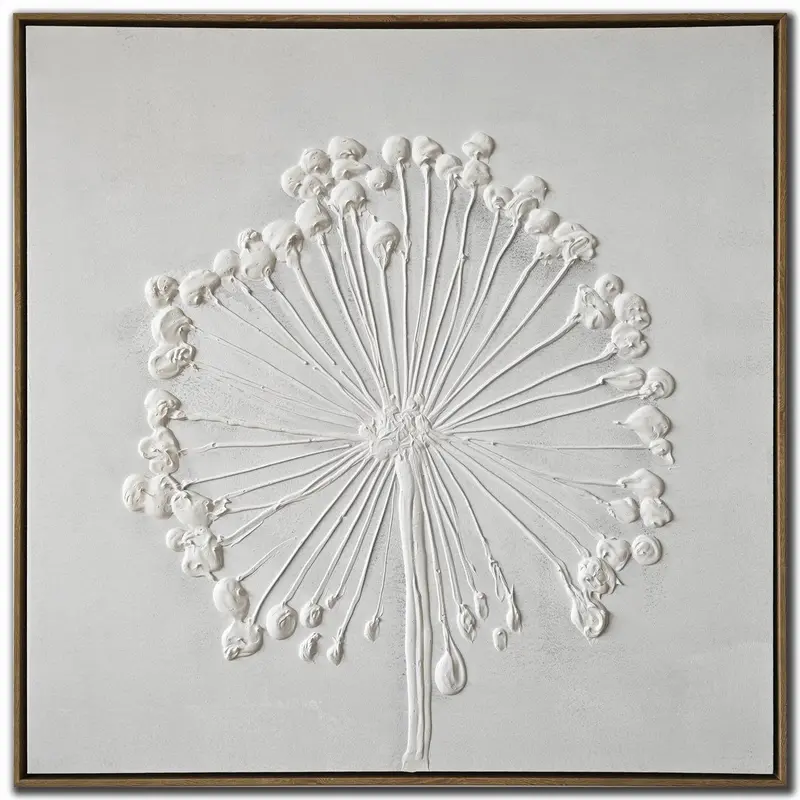 White Dandelion-Inspired Square Wall Art Print – 30×30 Inches 1