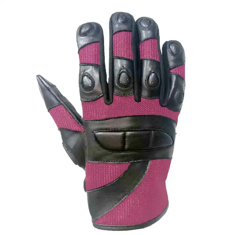 Women’S Black & Pink Full-Finger Motorcycle Gloves 1
